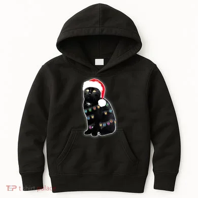 Christmas Cat Lights Kids Hoodie