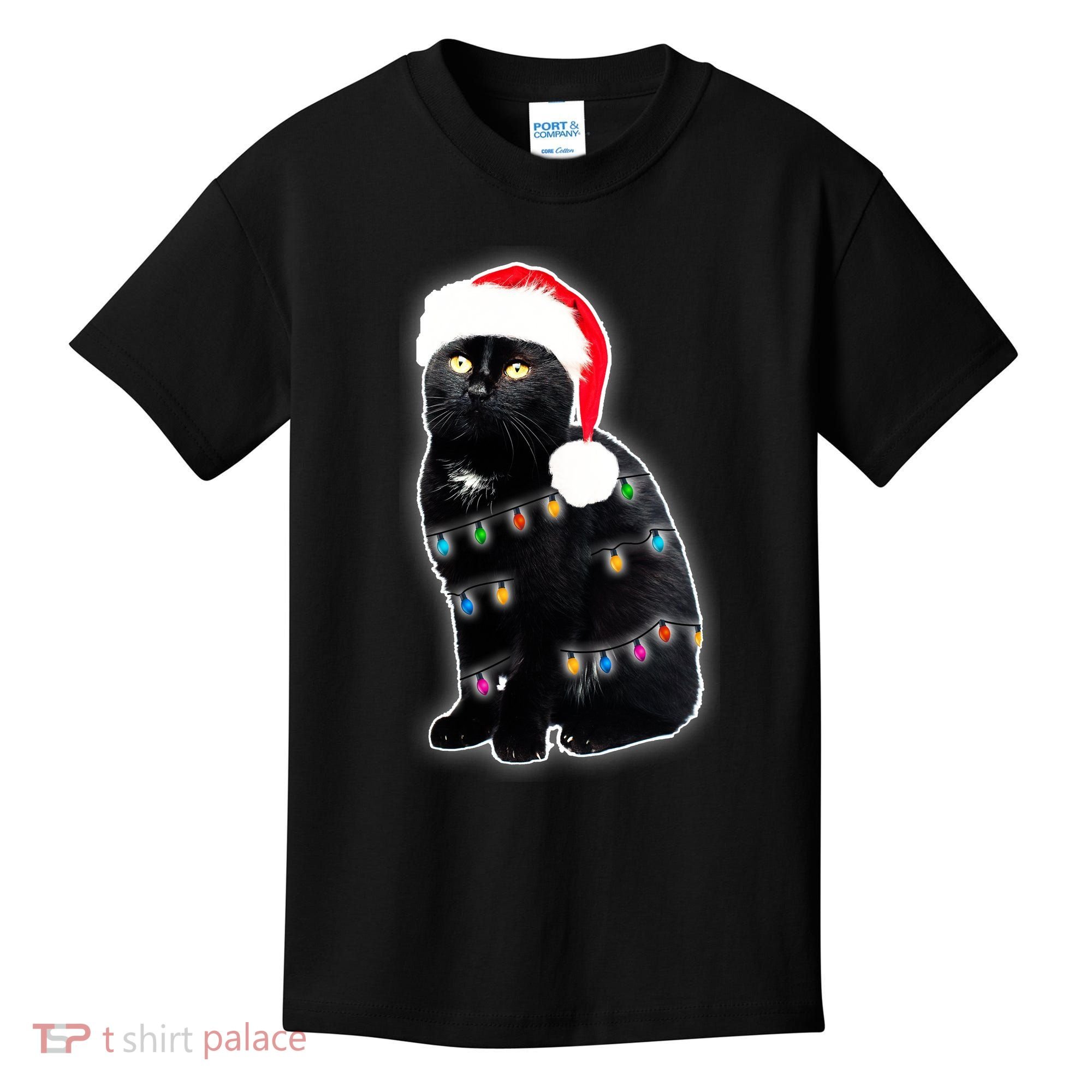 Christmas Cat Lights Kids T-Shirt