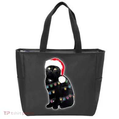 Christmas Cat Lights Tote Bag