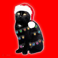 Christmas Cat Lights Santa Hat thumb 1