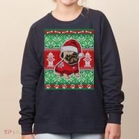 Christmas Cute Pug Ugly Sweater Women's Sweatshirt thumb 0
