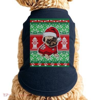 Christmas Cute Pug Ugly Sweater Doggie Tank