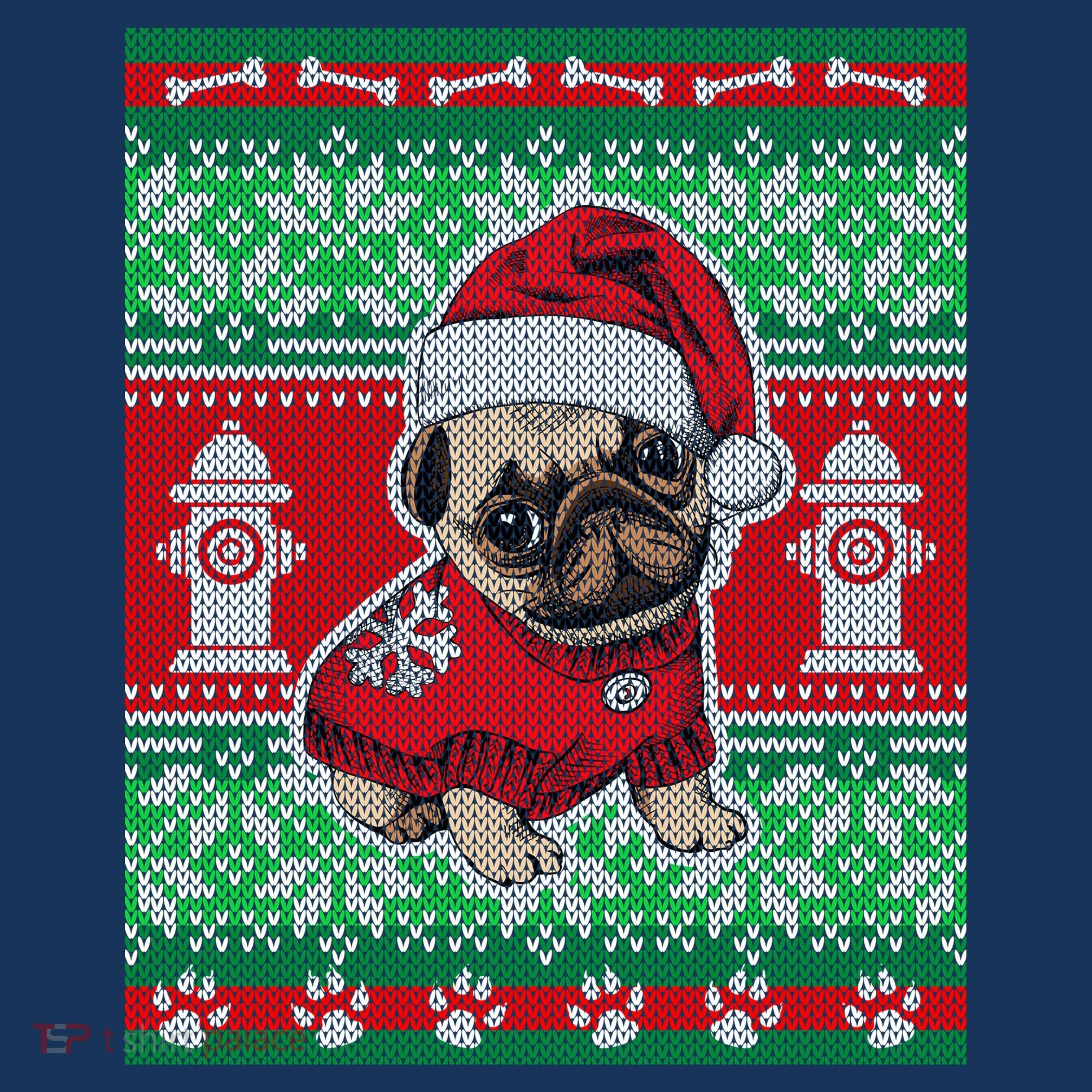 Christmas Cute Pug Ugly Sweater Doggie Tank