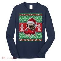Christmas Cute Pug Ugly Sweater Long Sleeve Shirt thumb 0