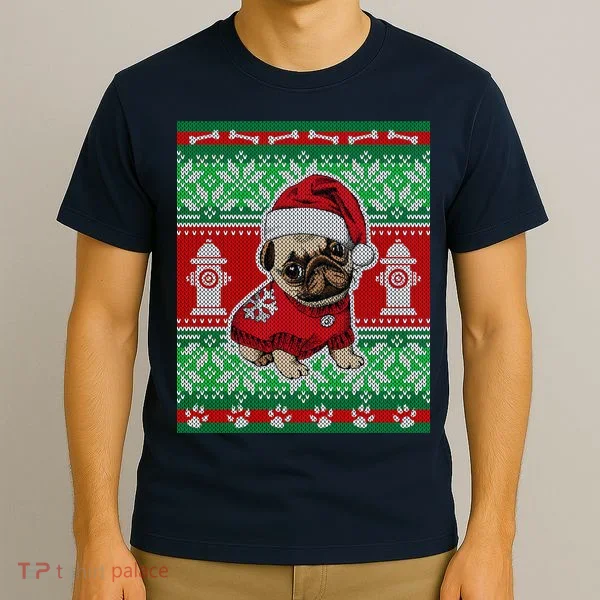 Christmas Cute Pug Ugly Sweater T-Shirt