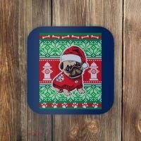 Christmas Cute Pug Ugly Sweater Coaster thumb 0