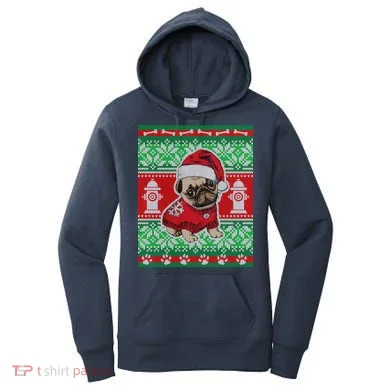 Christmas Cute Pug Ugly Sweater Women's Hoodie