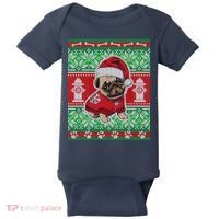 Christmas Cute Pug Ugly Sweater Baby Bodysuit thumb 0