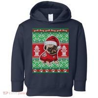 Christmas Cute Pug Ugly Sweater Toddler Hoodie thumb 0