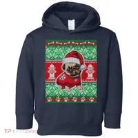 Christmas Cute Pug Ugly Sweater Toddler Hoodie thumb 0