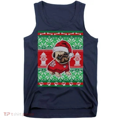 Christmas Cute Pug Ugly Sweater Tank Top
