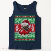 Christmas Cute Pug Ugly Sweater Tank Top thumb 2