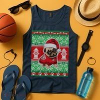 Christmas Cute Pug Ugly Sweater Tank Top thumb 4