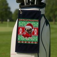 Christmas Cute Pug Ugly Sweater Golf Towel thumb 2