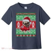 Christmas Cute Pug Ugly Sweater Toddler T-Shirt thumb 0