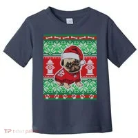 Christmas Cute Pug Ugly Sweater Toddler T-Shirt thumb 0