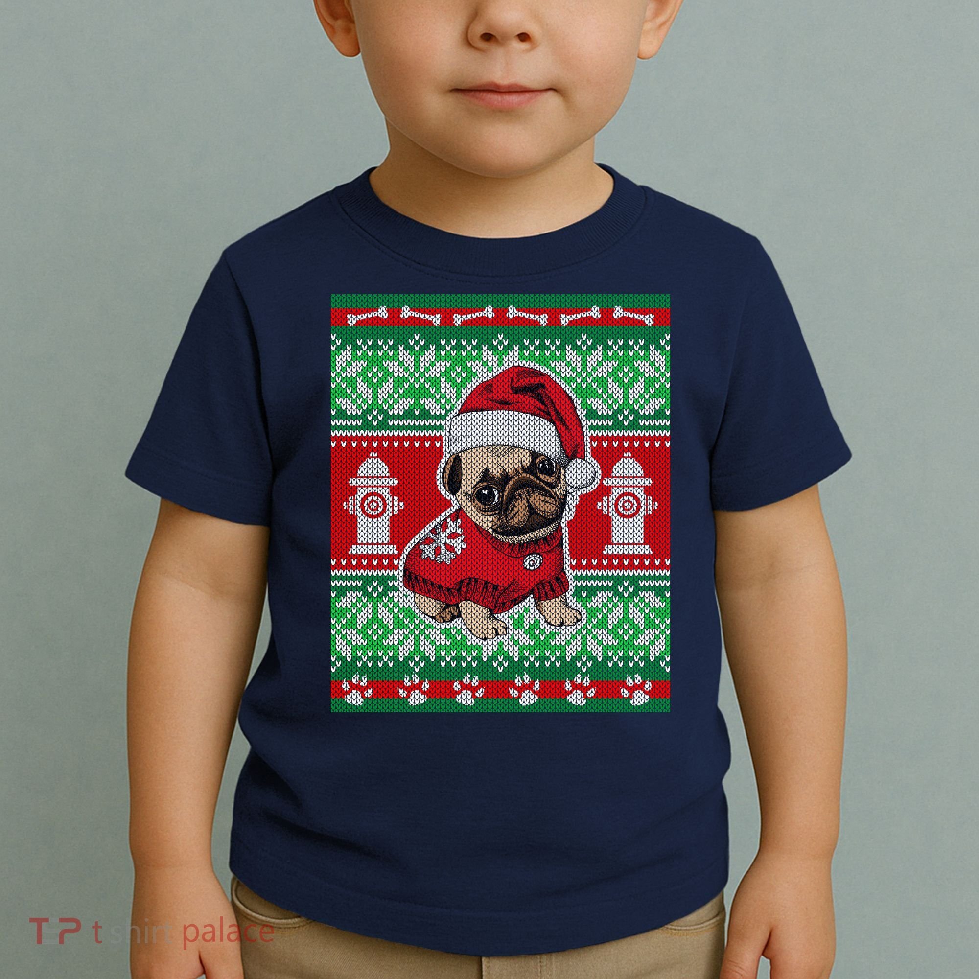 Christmas Cute Pug Ugly Sweater Toddler T-Shirt