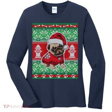 Christmas Cute Pug Ugly Sweater Women's Long Sleeve Shirt