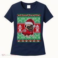 Christmas Cute Pug Ugly Sweater Women's T-Shirt thumb 0