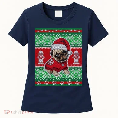 Christmas Cute Pug Ugly Sweater Women's T-Shirt