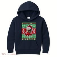 Christmas Cute Pug Ugly Sweater Kids Hoodie thumb 0
