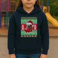 Christmas Cute Pug Ugly Sweater Kids Hoodie thumb 3
