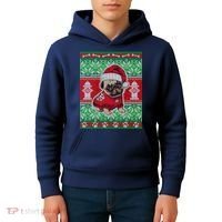Christmas Cute Pug Ugly Sweater Kids Hoodie thumb 4