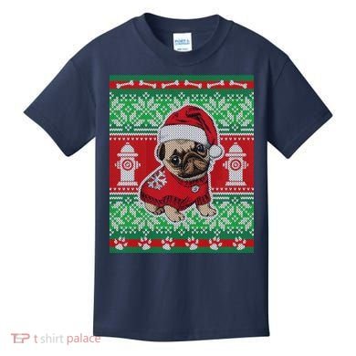 Christmas Cute Pug Ugly Sweater Kids T-Shirt