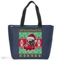 Christmas Cute Pug Ugly Sweater Tote Bag thumb 0