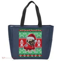 Christmas Cute Pug Ugly Sweater Tote Bag thumb 0
