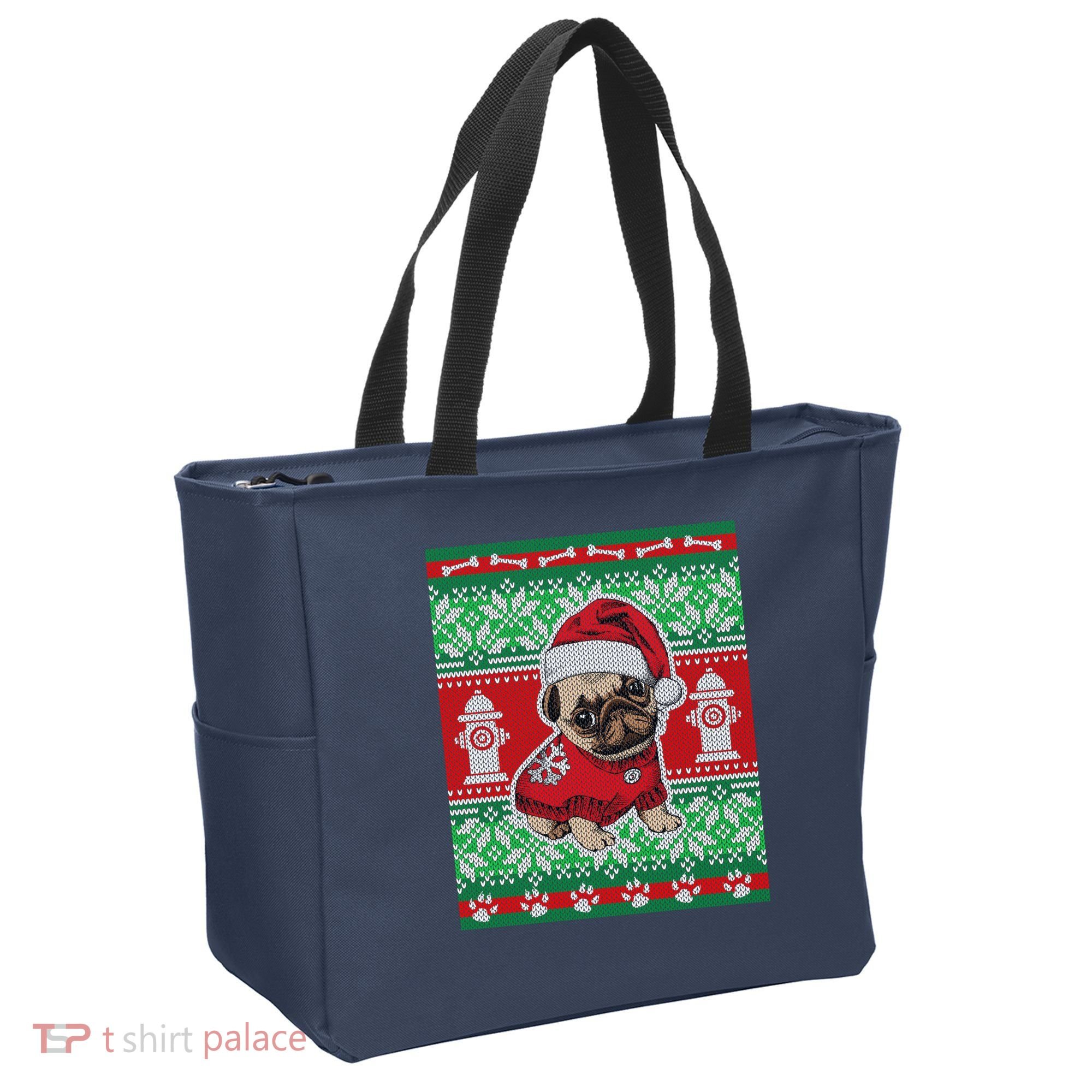 Christmas Cute Pug Ugly Sweater Tote Bag