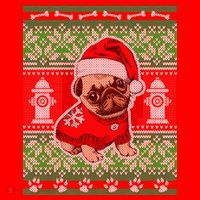 Christmas Cute Pug Ugly Sweater Santa Hat thumb 1