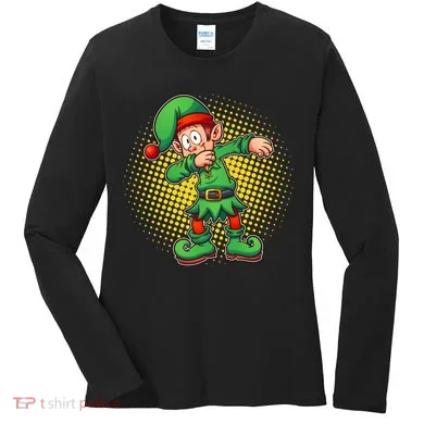 Christmas Dabbing Elf Women's Long Sleeve Shirt