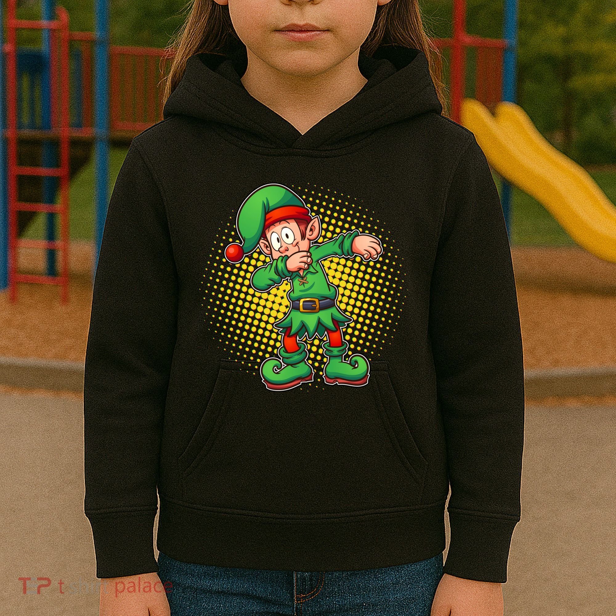 Christmas Dabbing Elf Kids Hoodie