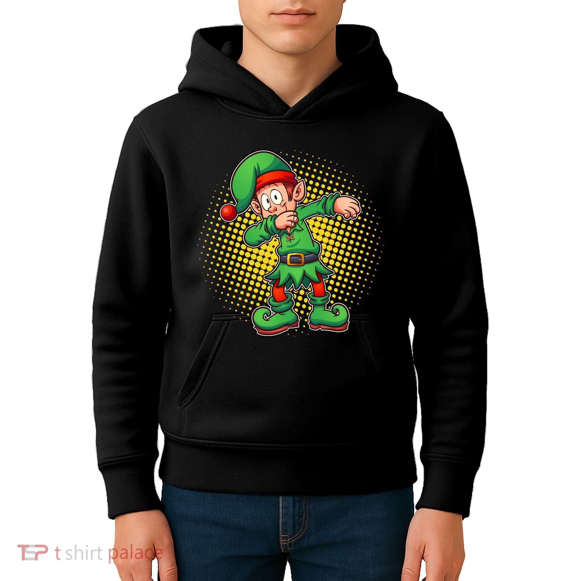 Christmas Dabbing Elf Kids Hoodie