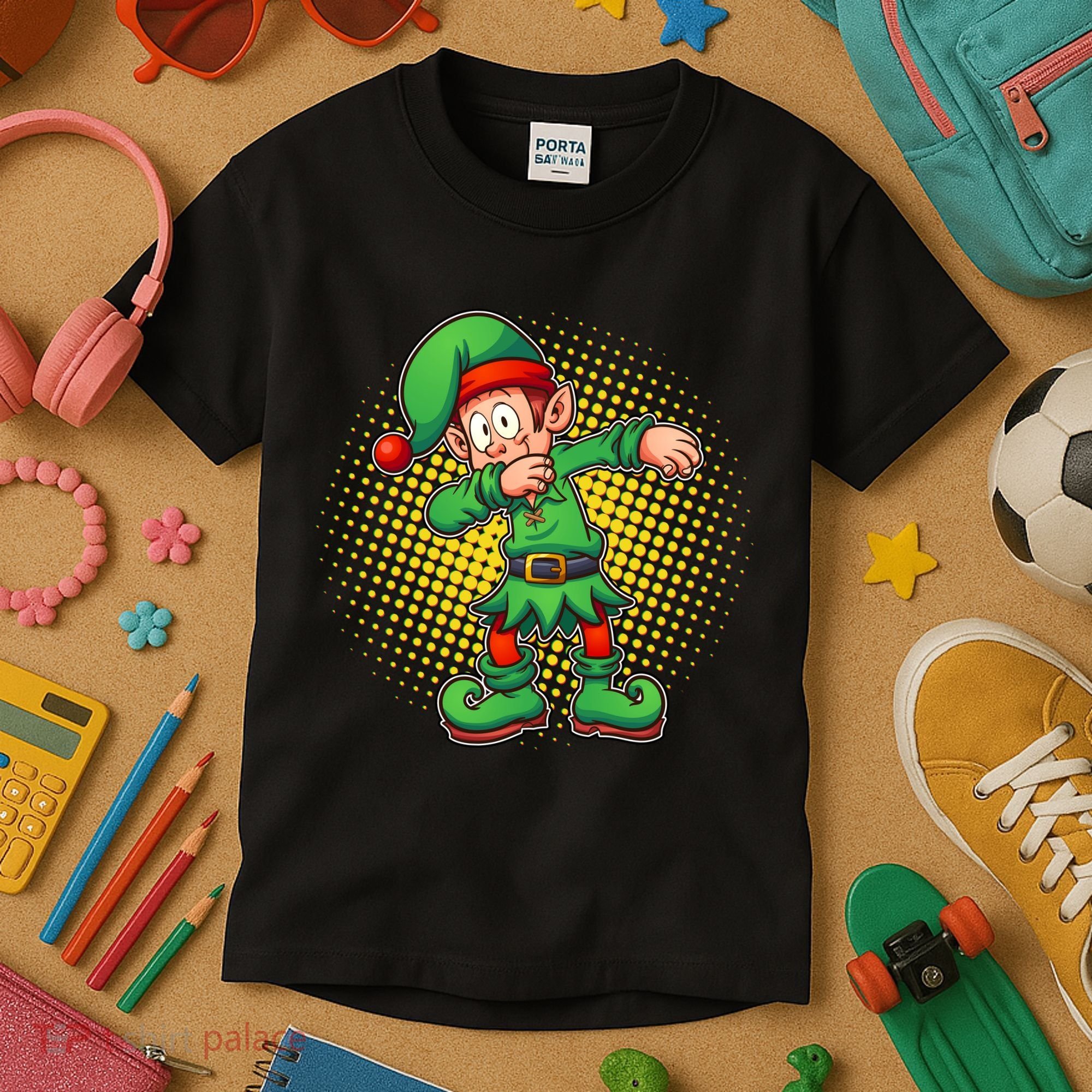 Christmas Dabbing Elf Kids T-Shirt