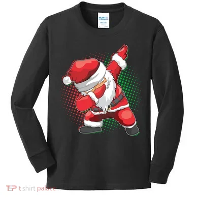Christmas Dabbing Santa Kids Long Sleeve Shirt