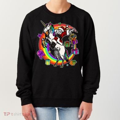 Christmas Dabbing Santa Riding Unicorn Women's Sweatshirt
