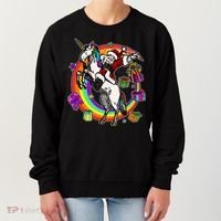 Christmas Dabbing Santa Riding Unicorn Women's Sweatshirt thumb 0