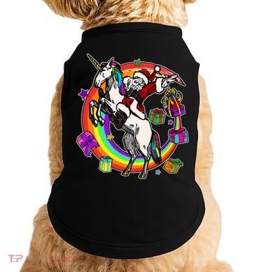 Christmas Dabbing Santa Riding Unicorn Doggie Tank