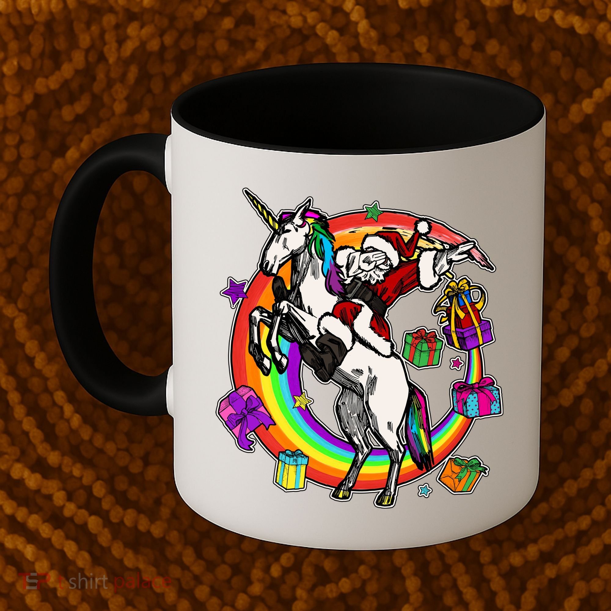 Christmas Dabbing Santa Riding Unicorn Coffee Mug