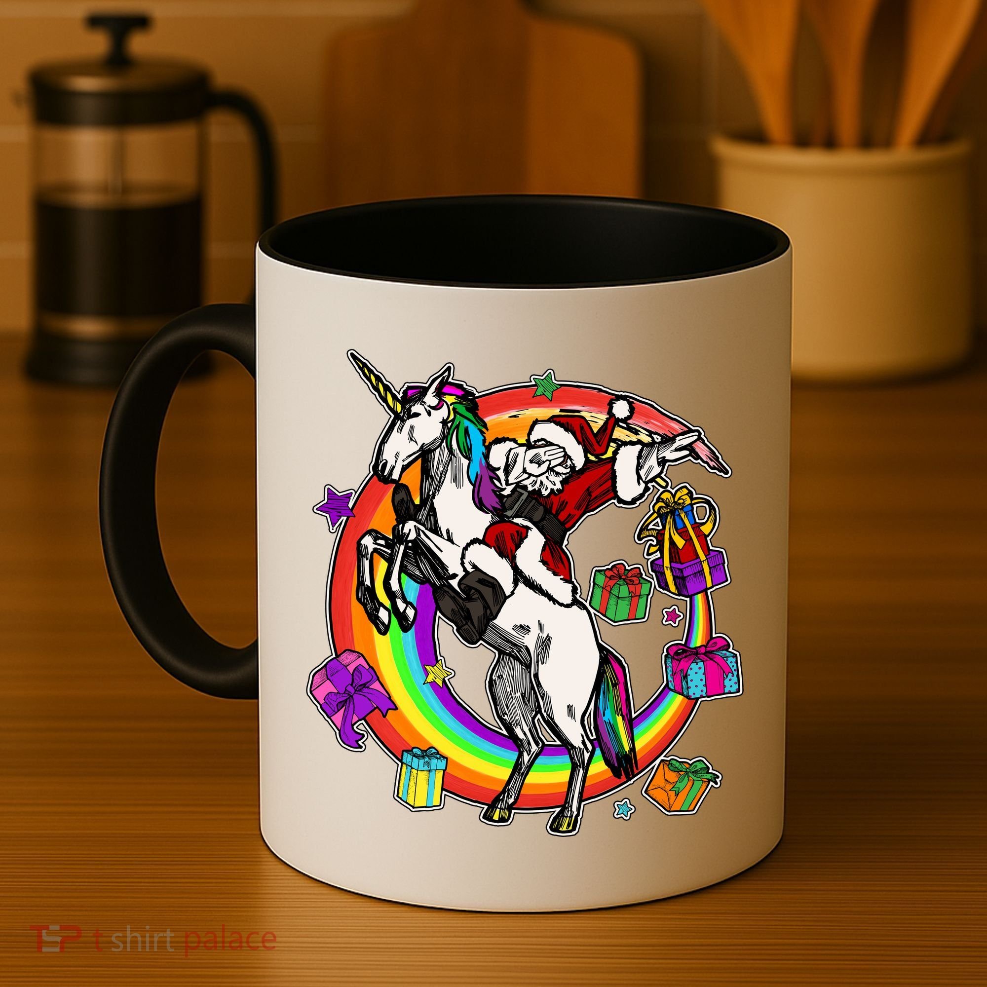 Christmas Dabbing Santa Riding Unicorn Coffee Mug