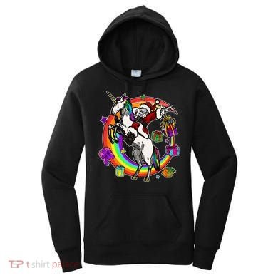 Christmas Dabbing Santa Riding Unicorn Women's Hoodie