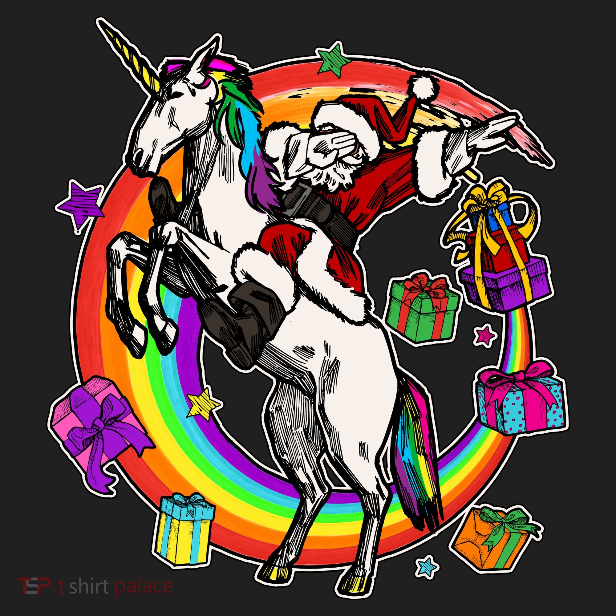 Christmas Dabbing Santa Riding Unicorn Hat