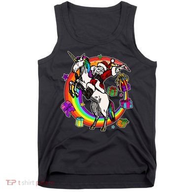 Christmas Dabbing Santa Riding Unicorn Tank Top