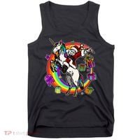 Christmas Dabbing Santa Riding Unicorn Tank Top thumb 0