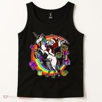 Christmas Dabbing Santa Riding Unicorn Tank Top thumb 2