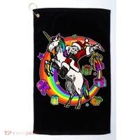 Christmas Dabbing Santa Riding Unicorn Golf Towel thumb 0