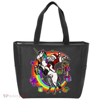 Christmas Dabbing Santa Riding Unicorn Tote Bag