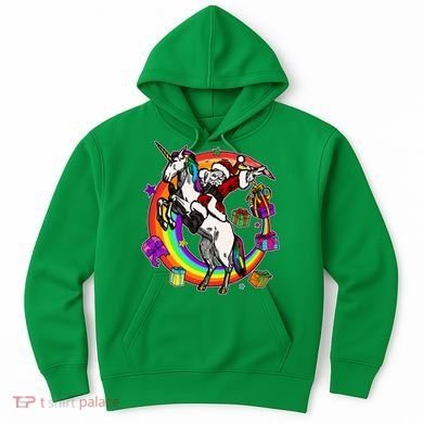 Christmas Dabbing Santa Riding Unicorn Hoodie